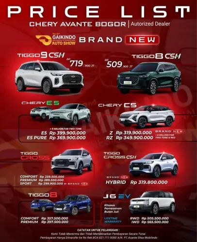 Pricelist Harga Chery durenjaya 2025